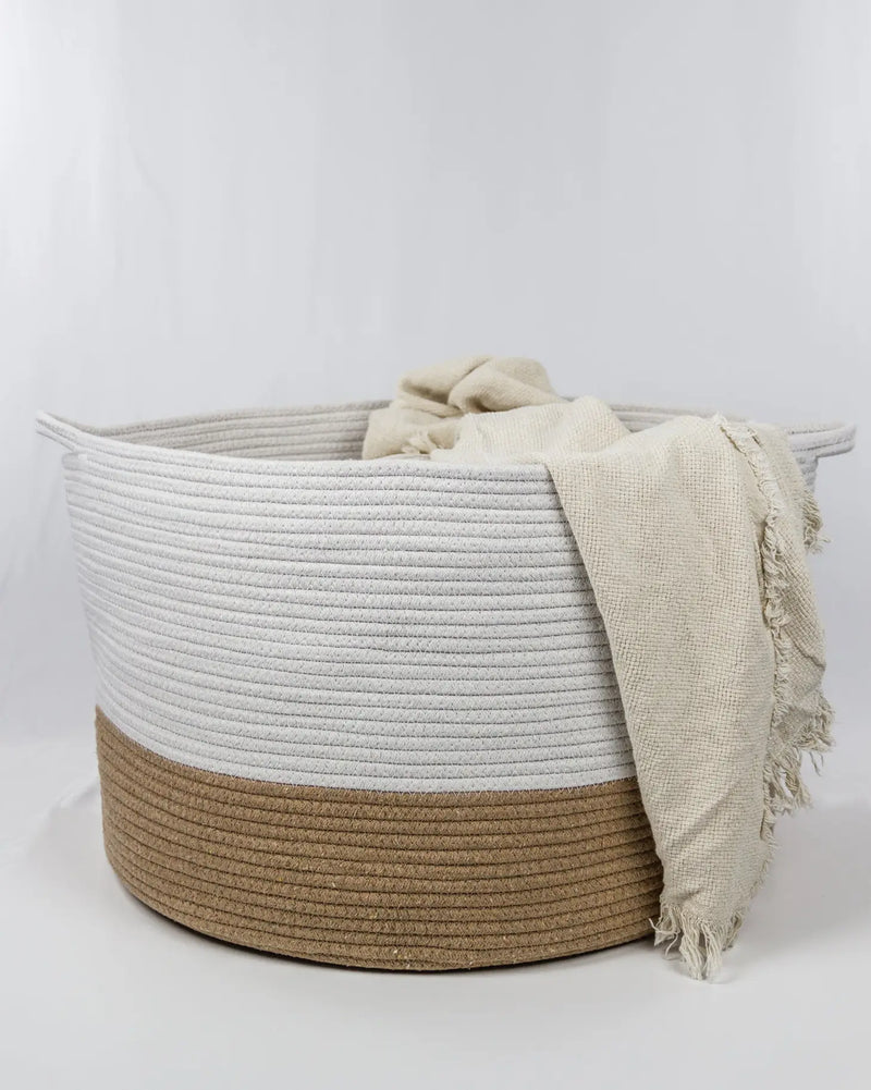 soft. medium woven rope storage baskets